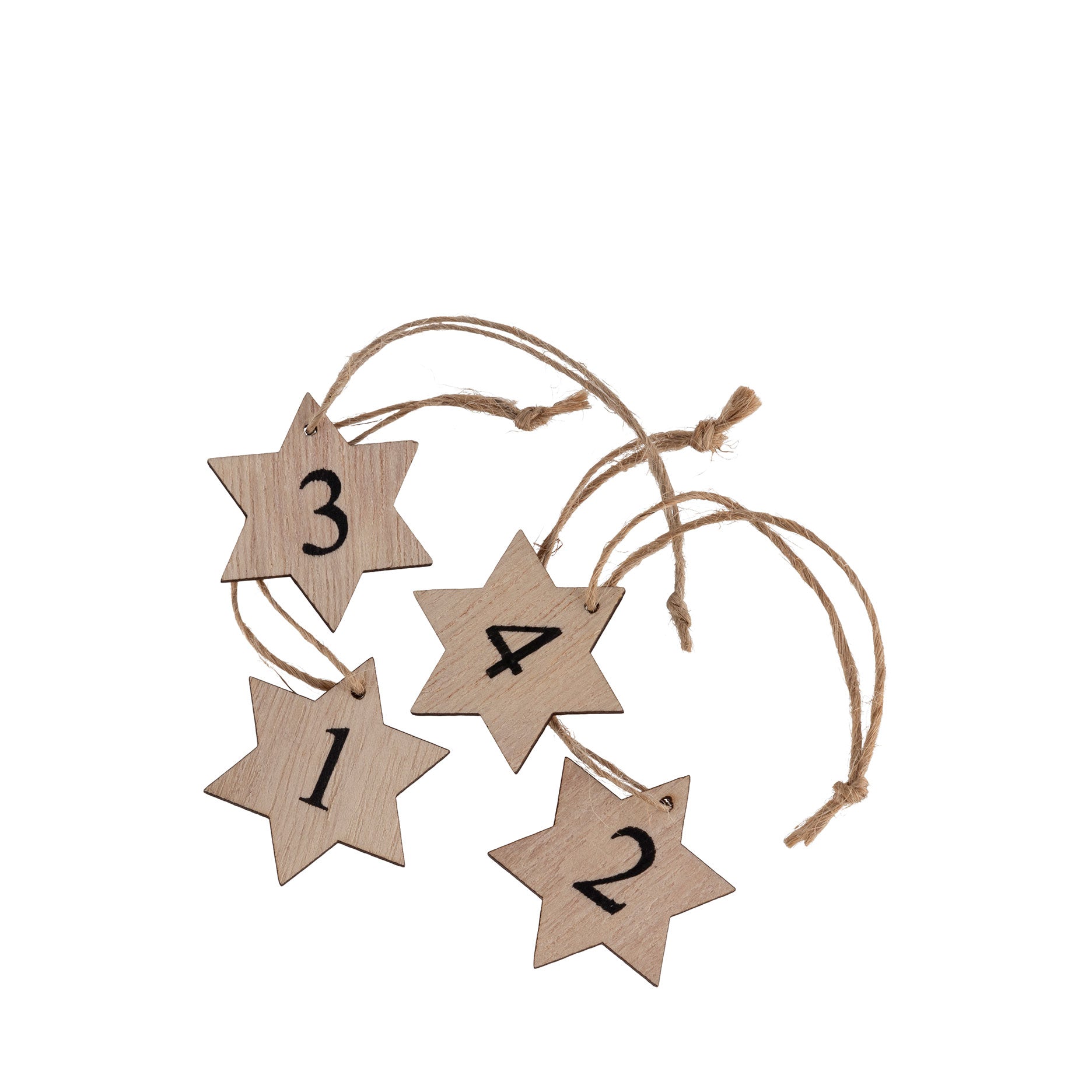 Adventssterne aus Holz mit Zahlen